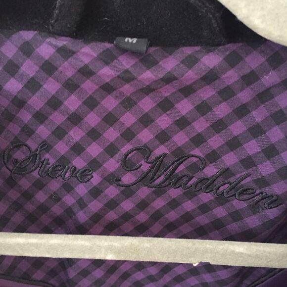 Steve Madden Black Ruffle Wool Bomber Jacket Med - Picture 5 of 8